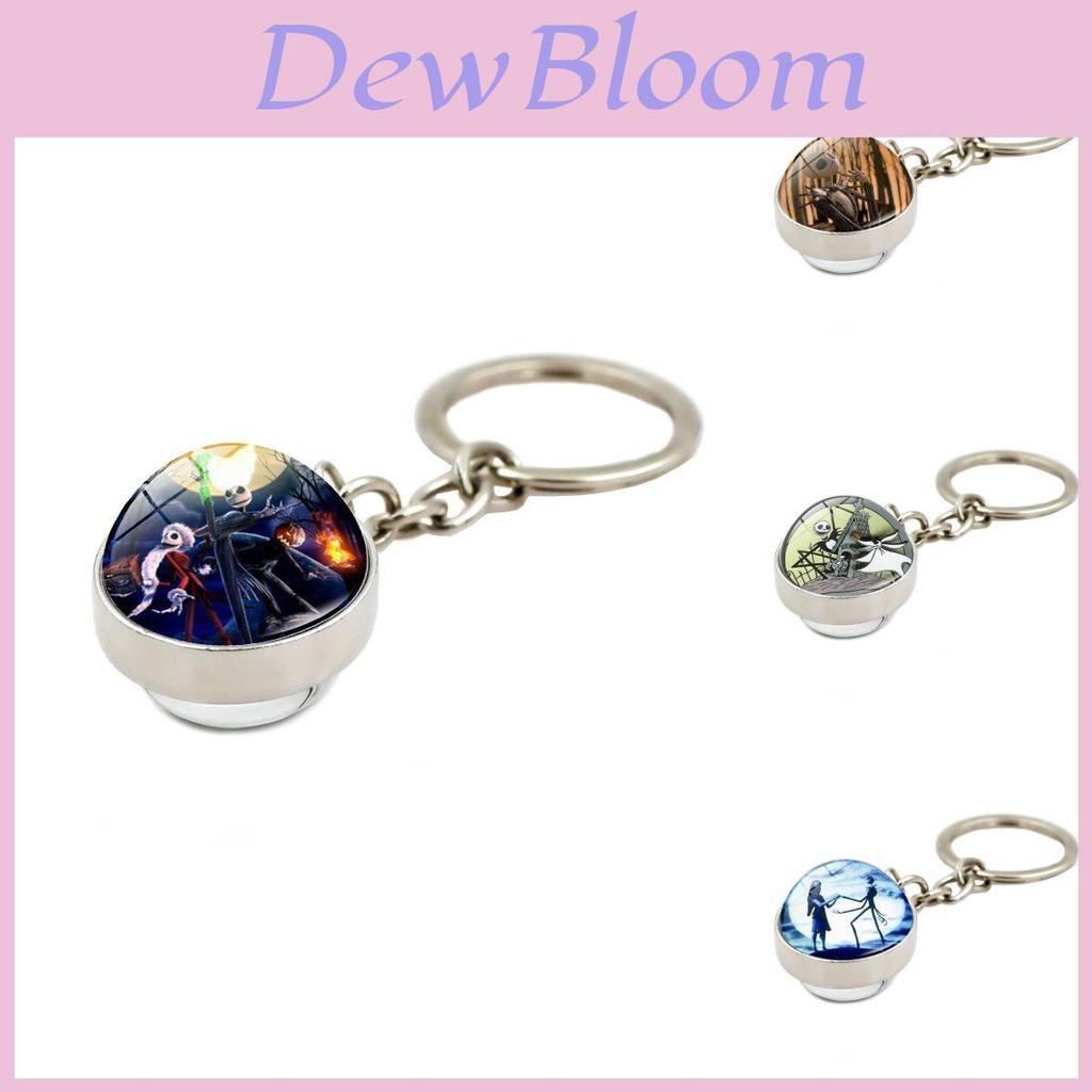 Elegant Nightmare Before Christmas Crystal Glass Ball Keychain Stylish Zinc Alloy Charm