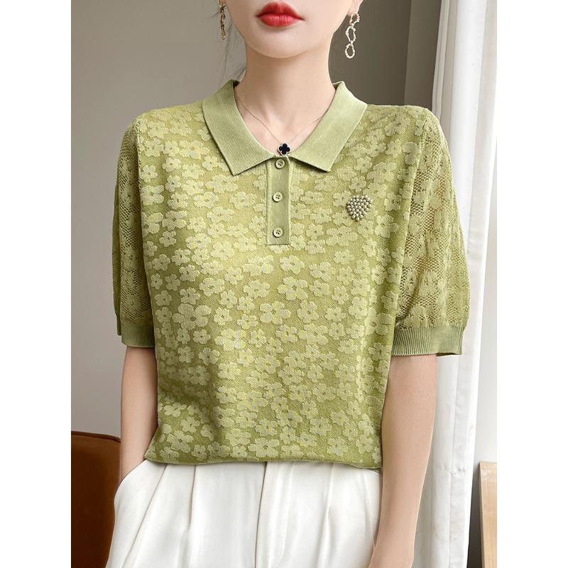 POLO Sweater Tennis Short-sleeved Summer Women's Thin Versatile Age-reducing Casual Top