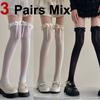 1/3 Pairs Women Ballet Style Long Socks Lolita Jk Lace Bow Summer Thin Breathable Soft Comfortable Knee Socks