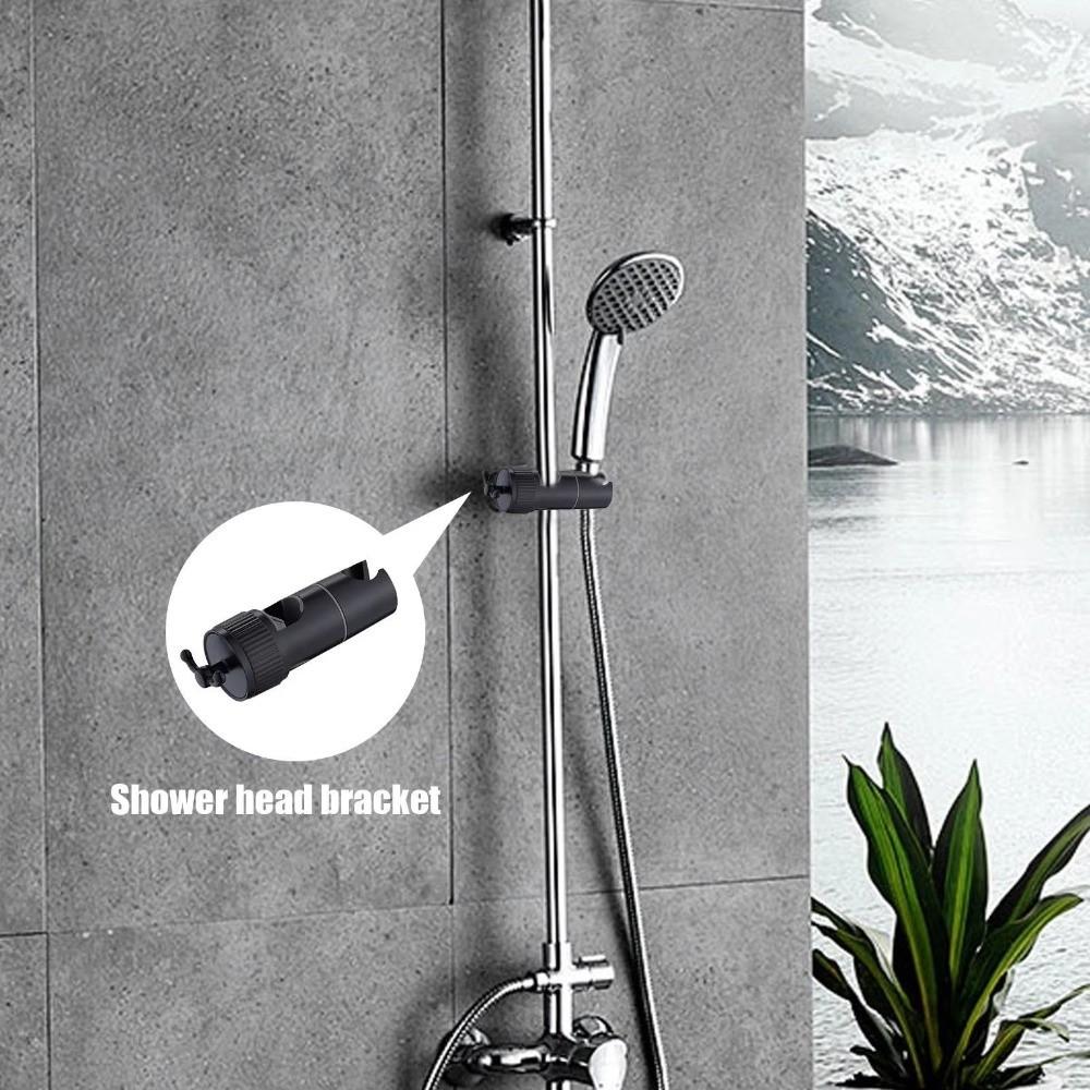 360° Rotation No Punching Shower Head Bracket ABS Material Hand Held Shower Mount Removable Shower Fixing Rod with Hooks