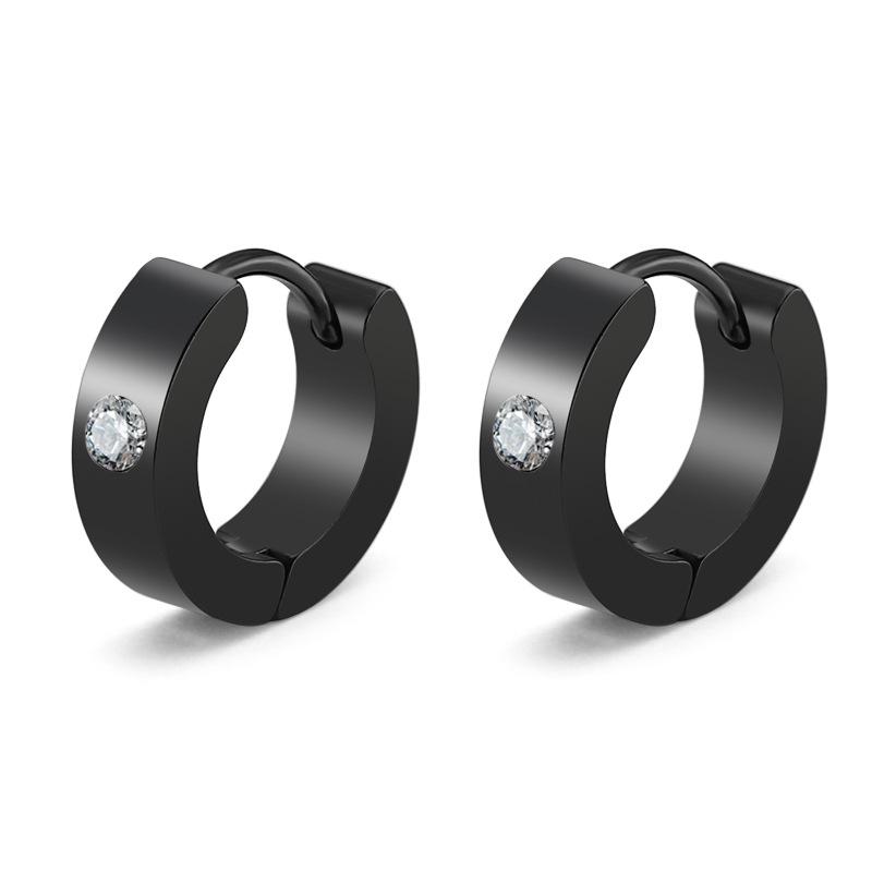1 Pair Punk Titanium Steel Ear Clip/Ear Stud Earrings For Men Women Black Pierced/No Pierced Fake Ear Circle Pop Jewelry