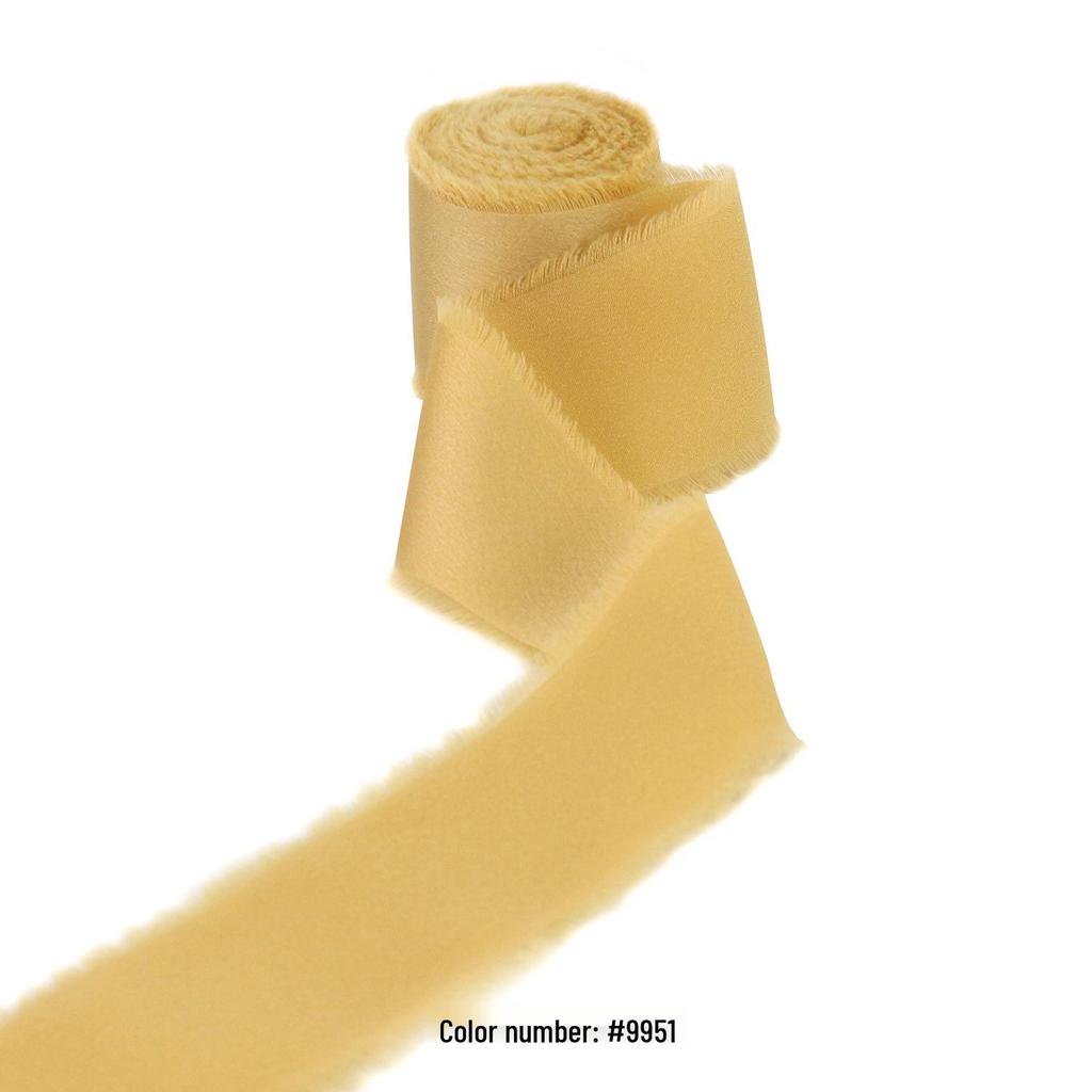 Hand-Tied Satin Chiffon Ribbon – Frayed Edge Silk Fabric for Gift Decoration
