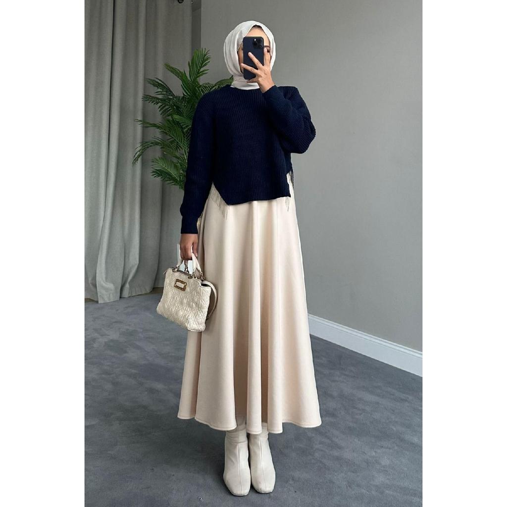 Scuba Skirt Beige