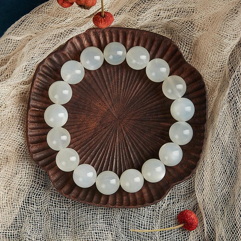 White Moonstone Bracelet, Round Beads, Beaded 12Mm Beads, Natural Moonstone Crystal Bracelet, Women'S Diy Jewelry.