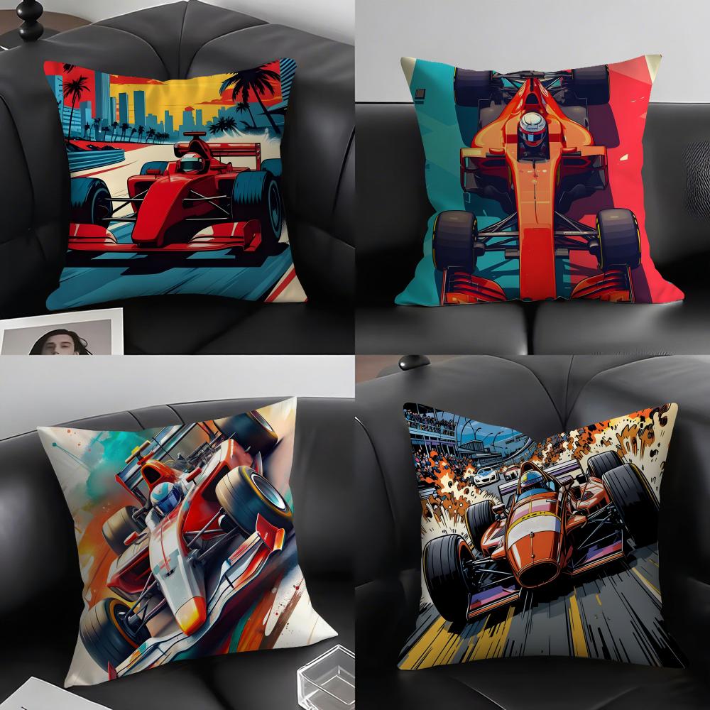 Racing Cool Cushion Cover Pillowcase Ultra Soft Skin Friendly Fabric Cloud Like Comfort Concealed Zipper