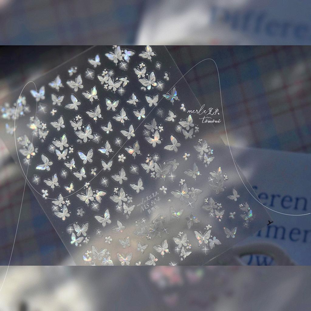 5D Shell Light Nail Stickers Pink Flowing Light Nail Stickers Versatile Star Butterfly Stickers For Nails Decorations DIY