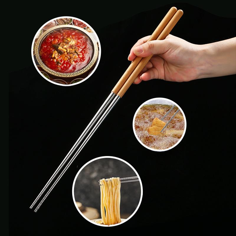 304 Stainless Steel Fried Chopsticks Extended Style Household 40cm Serving Scooping Noodles Tableware Chinese Kitchen Dining Bar