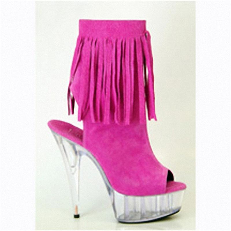 Direct sales 20cm super high heels, thin heels, high tassel, low boots, shoes and boots