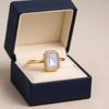 White Moonstone Emerald Cut Gold Plated Ring for Women – Elegant Minimal Jewelry