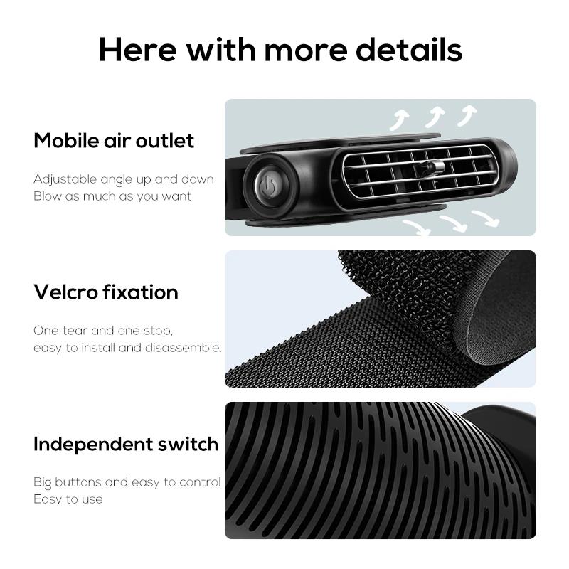 Car Seat Cooling Fan 3 Speeds Adjustable Car Seat Headrest Fan USB Powered Electric Fan Cooling Air Fan For Cars Rear Seat Heat Shields 2