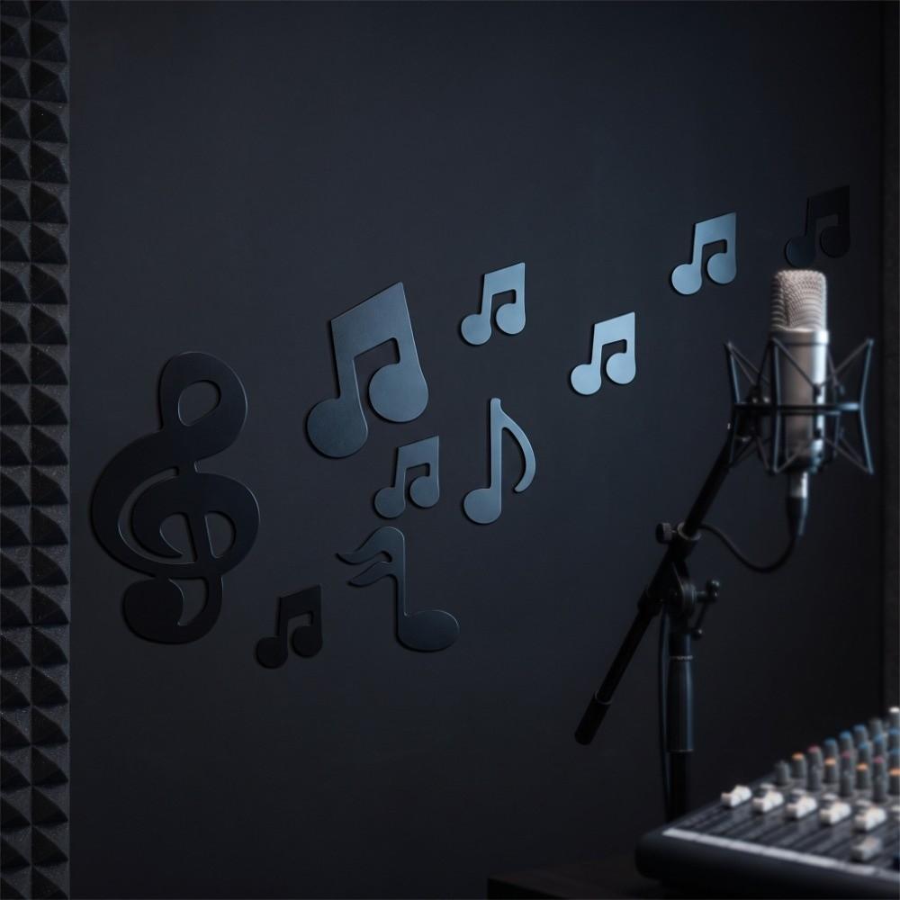 3D Look Mirror Wall Sticker Mirror Finish Wall Art Decal Music Note Wall Sticker  Wall Background