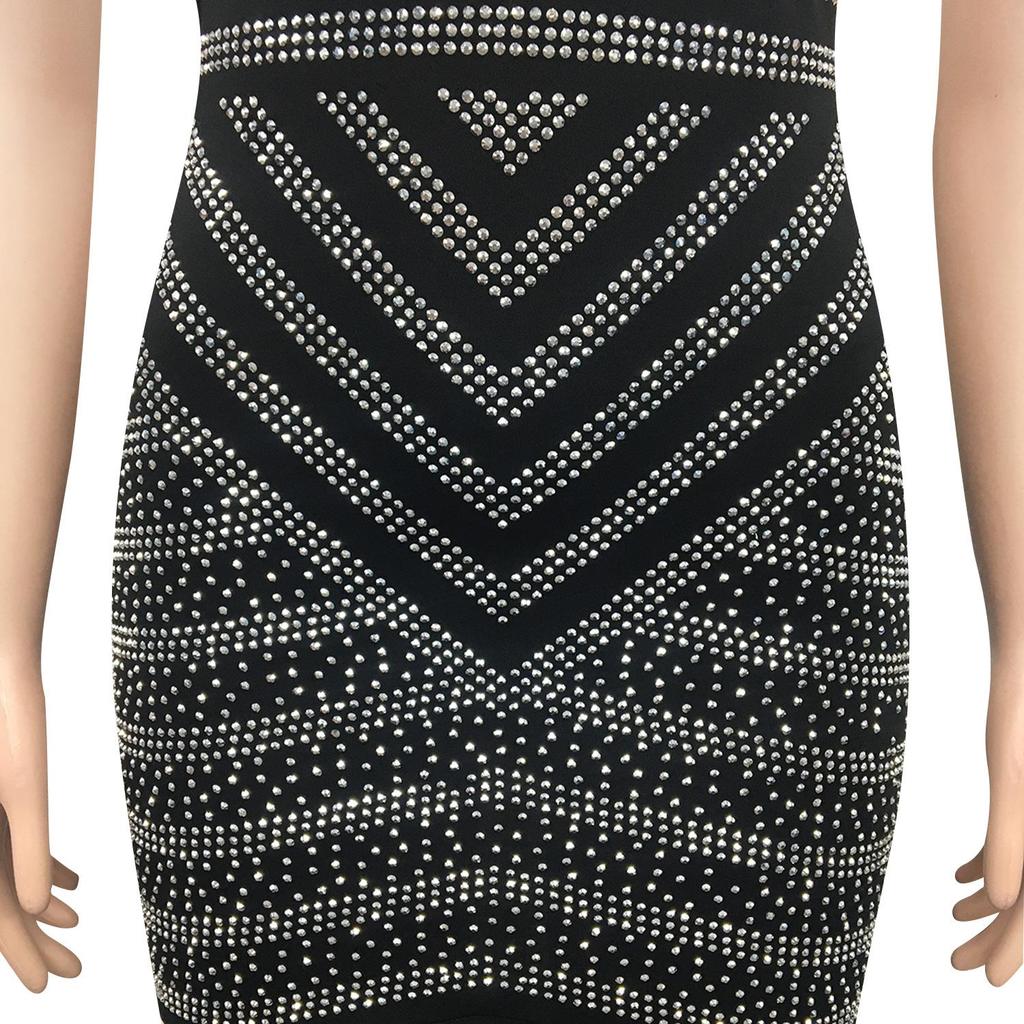 X3816 European Fashion Sexy Deep V Backless Rhinestone Long Nightclub Dress