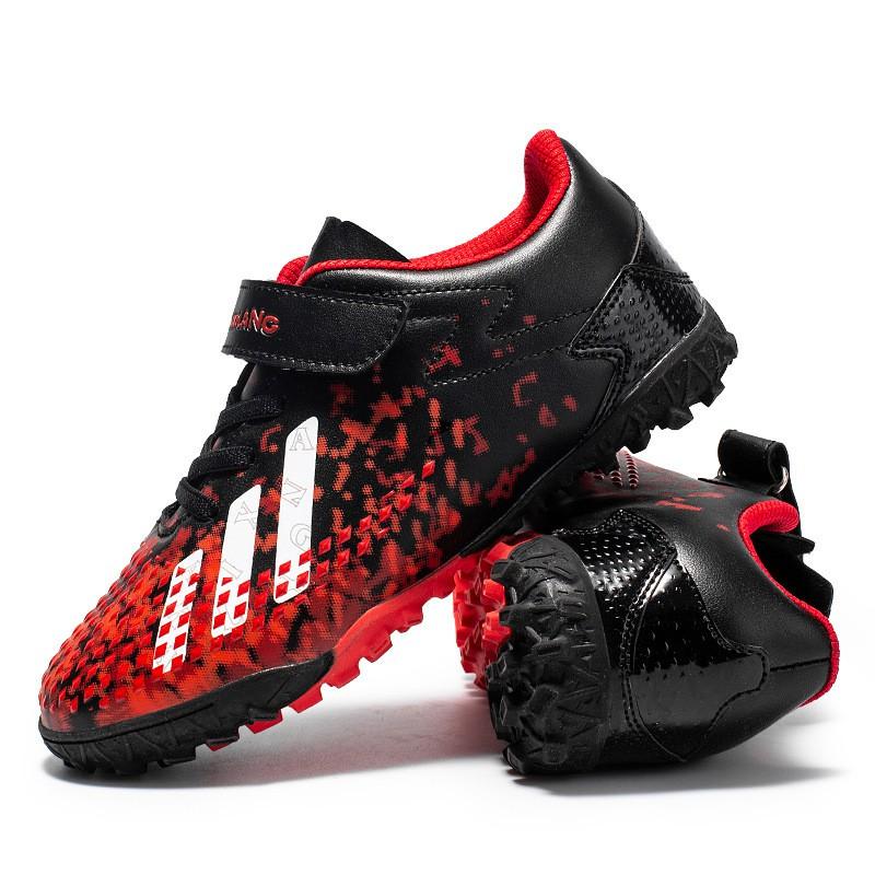 Kids Soccer Cleats Artificial Turf Low-Cut Training Shoes With Hook Loop Breathable Mesh Lining