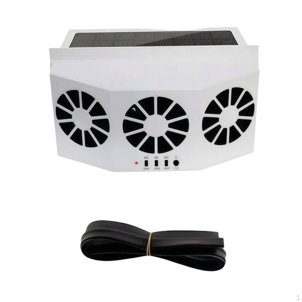 Solar Car Fan Cordless Powered Ventilation Unit Black