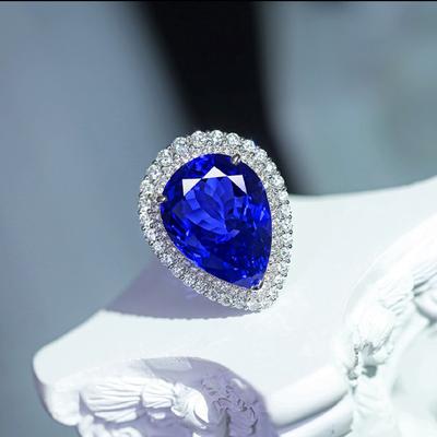 Design de lux de nișă, culoare safir, comoară, picătură de apă, inel pentru femei, temperament de deschidere, versatil, lux rafinat