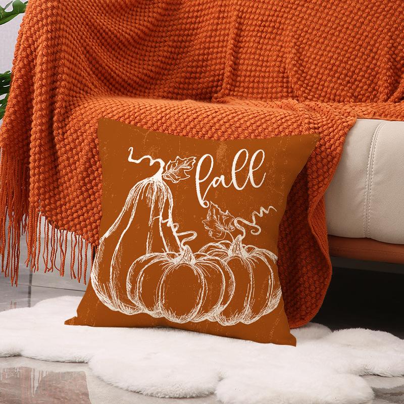 Autumn Pumpkin Set Pillow Cover Home Decor Sofa Cushion Letter Print Bedside Cushion Cover