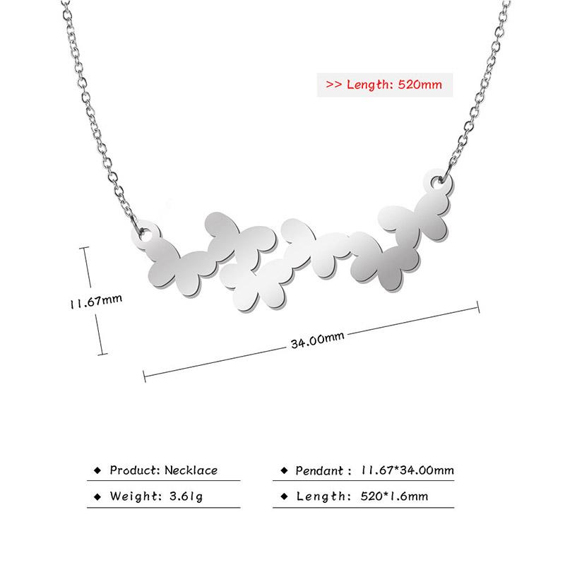 Teamer Delicate Sweet Butterfly Pendant Necklace for Women Girls Stainless Steel Fashion Choker Jewelry Valentine's Day Gift