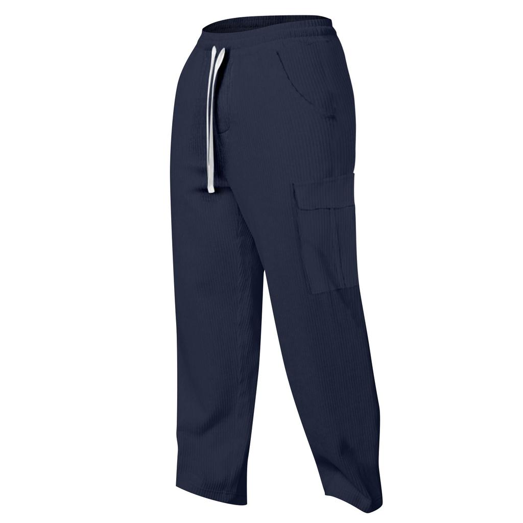 Men's Retro Casual Workwear Pants, Men's Corduroy Versatile Loose Wide Leg Pants