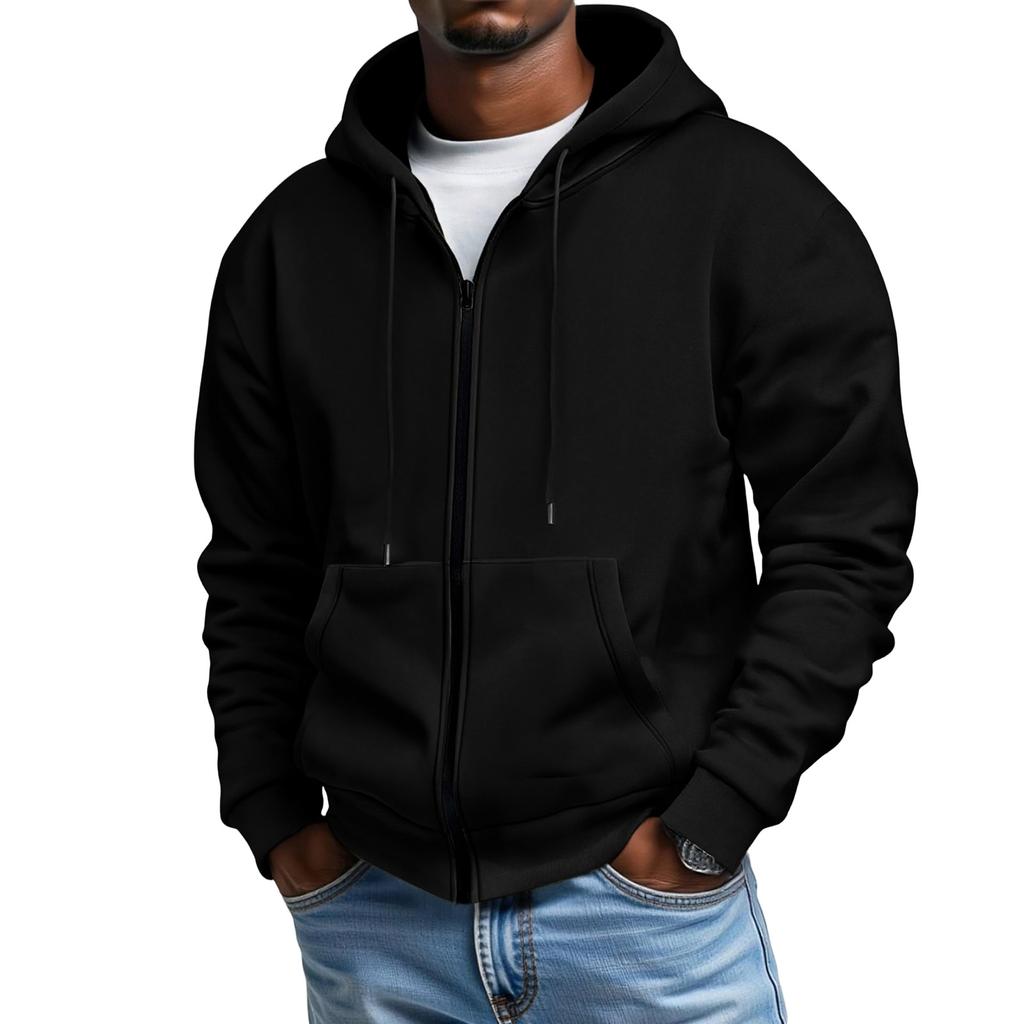 Herrkollektion för fritid och sportfleece Håll varm Fler fickor Huva Hoody Jacka
