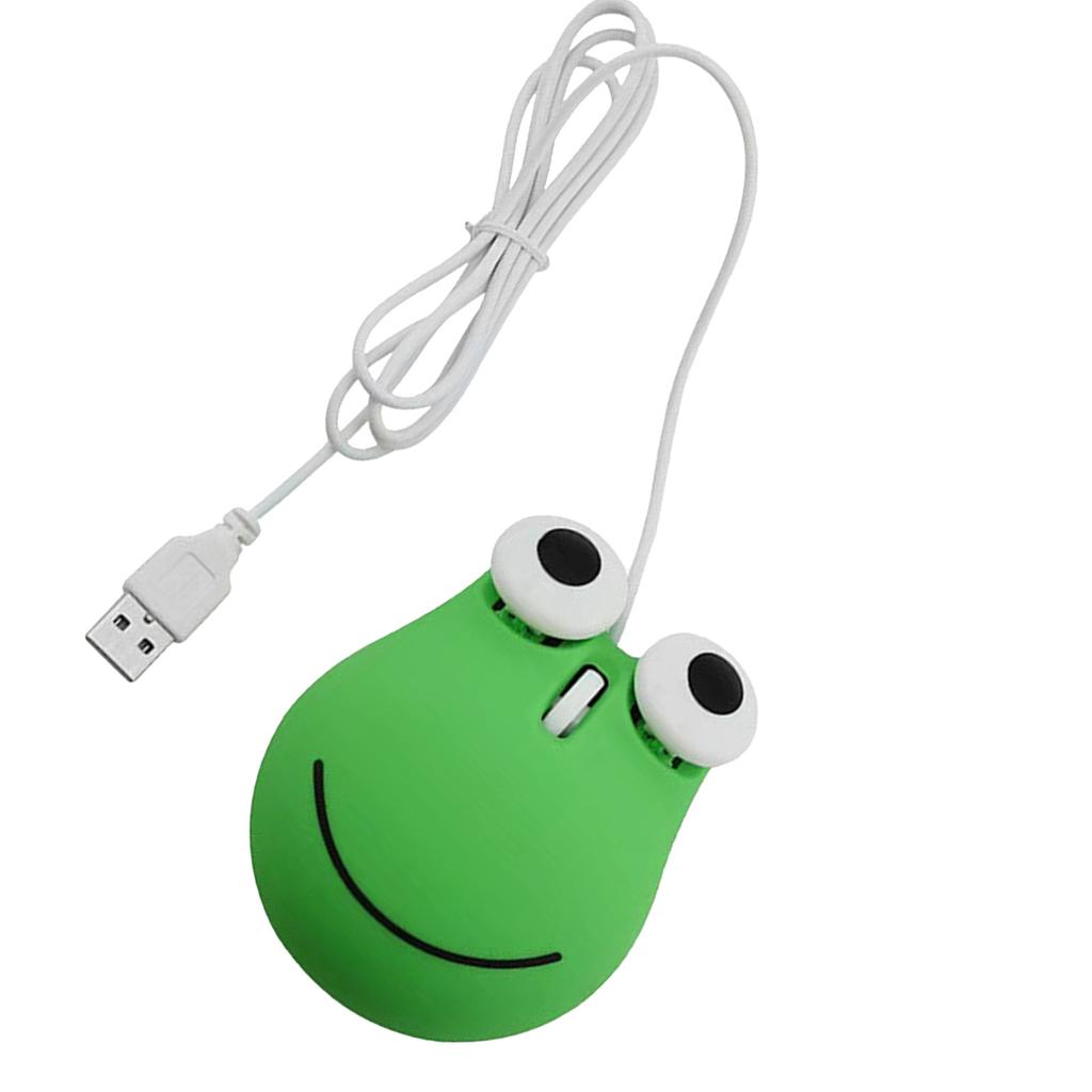USB Wired Cute Mouse for Kids Ergonomic Design Animal Green Frog Shape Corded Computer Mouse for Laptop PC