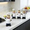 Yousheng Cartoon Chef Figurine Hand-Painted Holding Fruit Plate Cake Noodles Spoon Chef Statue Sculpture Home Kitchen Dining Room Decoration Ornament