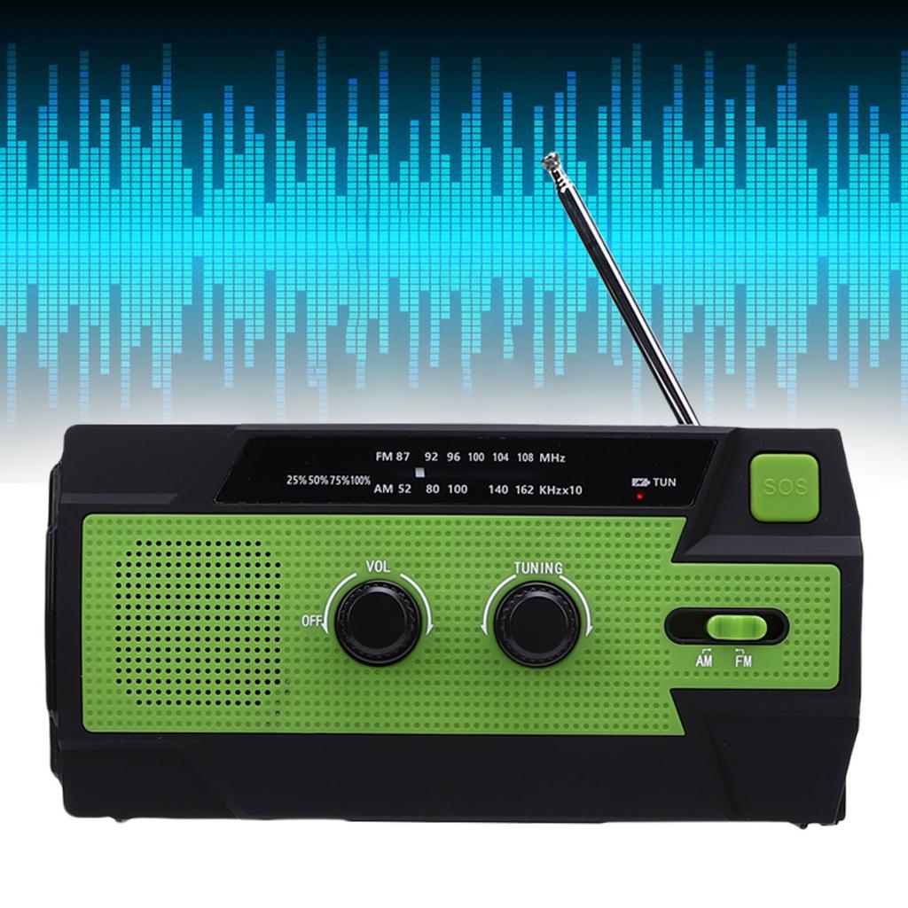 FM AM Emergency Radio 4000mah Hand Crank Solar Portable Radio with LED Flashlight Motion Sensor Reading Lamp Power Bank for Outdoor