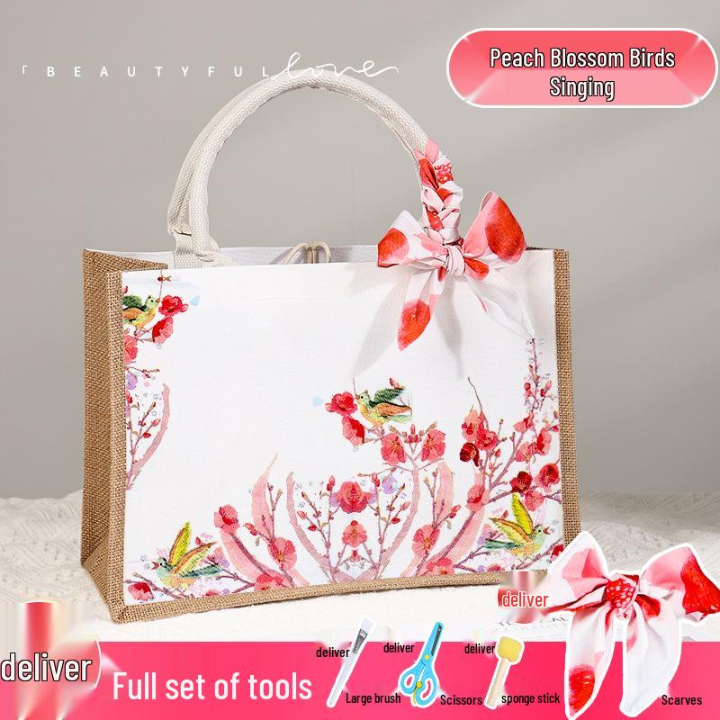 "Handmade Butterfly Canvas Gift Bag for Teacher’s Day and Creative Events"