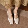 Krazing Pot Microfiber Square Toe Thick Med Heels Spring Summer Shoes Big Size 43 concise style Women Office Lady Pumps