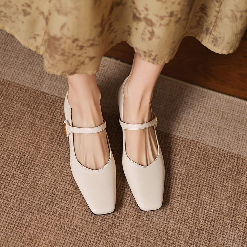 Krazing Pot Microfiber Square Toe Thick Med Heels Spring Summer Shoes Big Size 43 concise style Women Office Lady Pumps