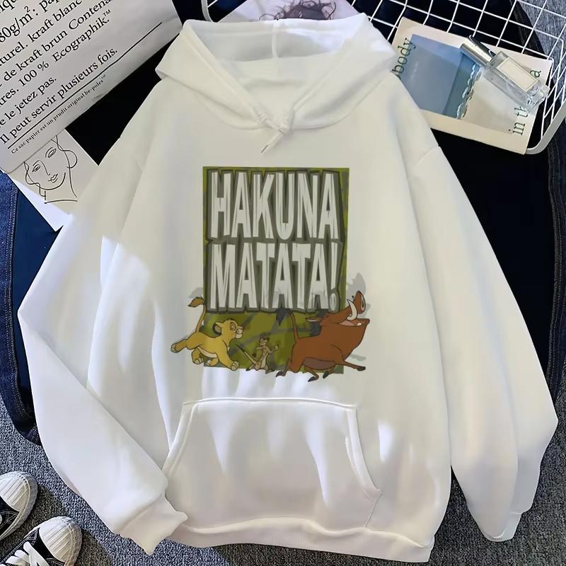 Hakuna Matata Funny Cartoon Simba Cute Anime Hoodie Women Harajuku Lion King Kawaii Manga Sweatshirt Graphic Hoodie Men