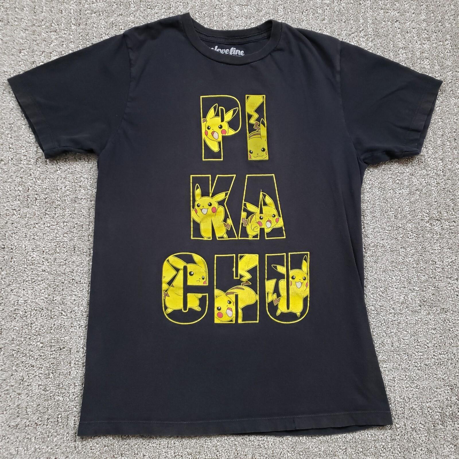 POKEMON Shirt Mens Small Pikachu Black Anime Cartoon Graphic Tee Short Sleeve Unisex T-Shirt S