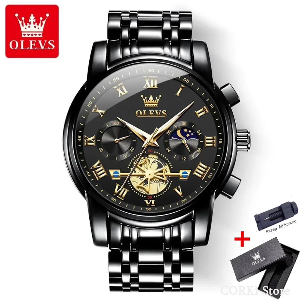 OLEVS 2859 Klassische Römische Skala Wasserdichte Armbanduhren Herren Luxus Original Quarz Uhr für Herren Leuchtendes Chronograph Relojes