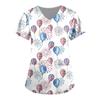 Dametrykk Kortermet V-hals Topper Independence Day Print Working Pocket Bluse