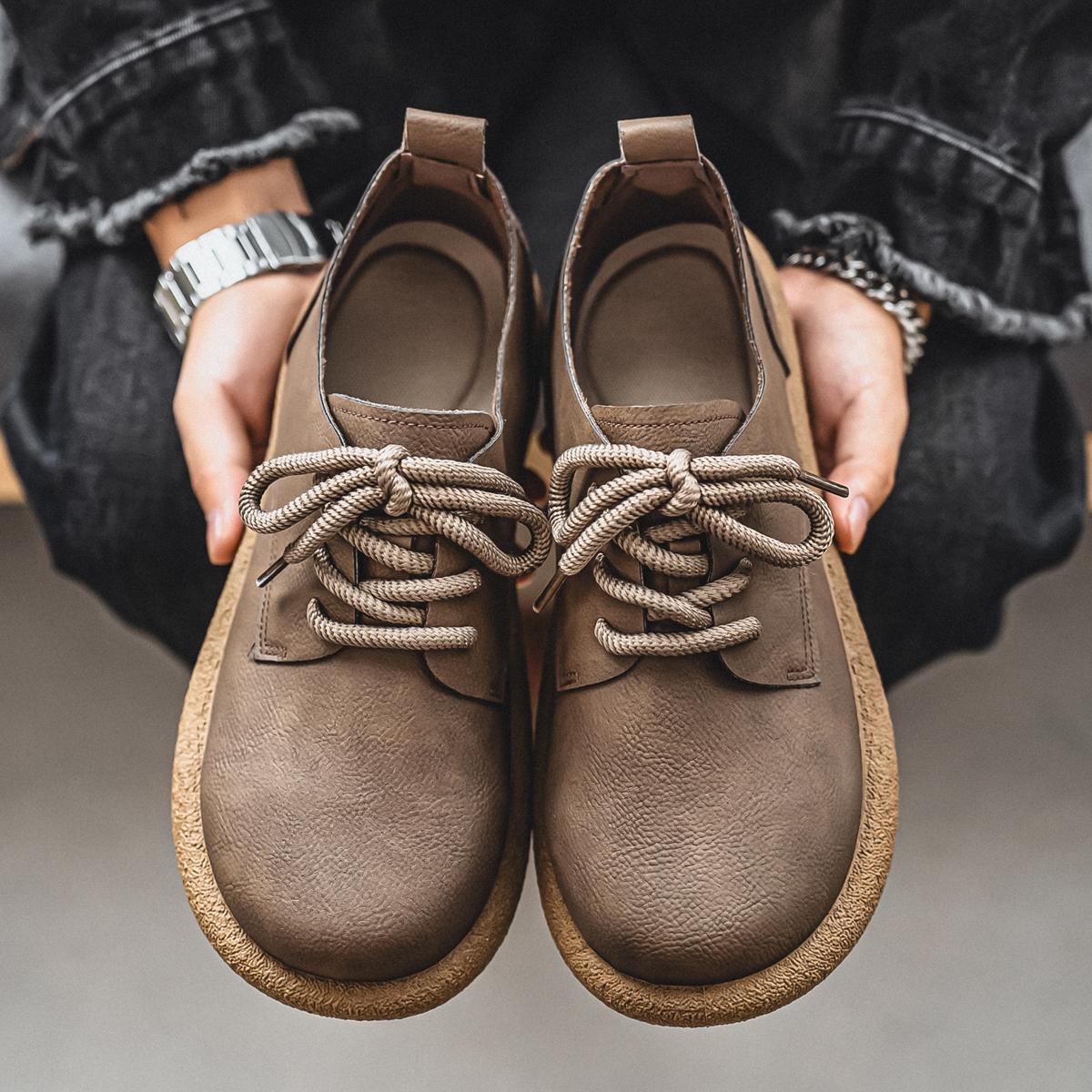 

Men Plus Size Retro British Style PU Leather Shoes Ankle Comfortable Foot Feel Casual Shoe Wear-resistant Outsole Walking Shoes 39 коричневий