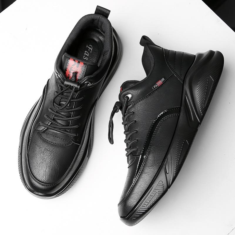 Men's Shoes Autumn Cowhide Trend Retro Casual Shoes Men's Youth Black Dad Shoes Trend 2025