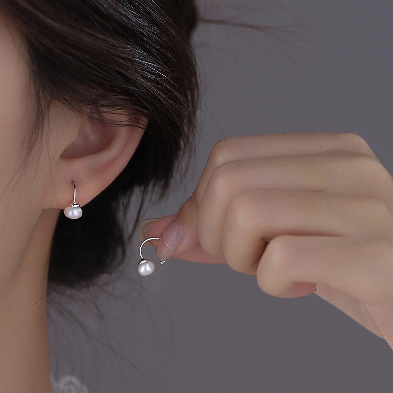 925 Silver Drop Earrings Hoop Pearl Leaf Vintage Irregular For Women Girl Gift Fashion Jewelry Dropship