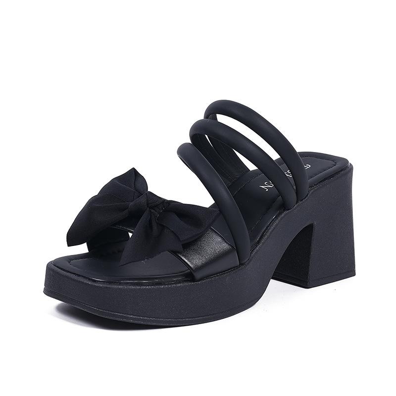 

Big Size 35-42 Trendy Women Cross Strap Slide Sandals Comfy Lightweight Beach Shoes Summer Mid-heel Pleated Chunky Sandals Mujer 35 чорний