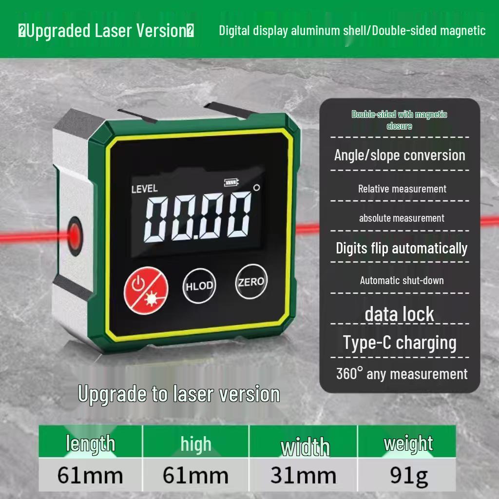 Digital Display Magnetic Double-Sided Laser Inclinometer Level for Precise Measurement and Adjustment