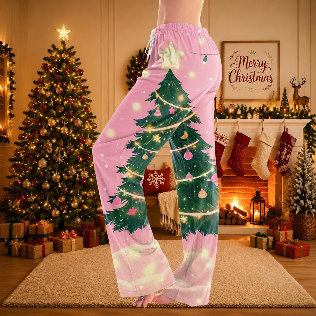 Women's Christmas Printed Pajama Pants Casual Holiday Sleepwear