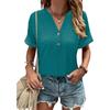YYFS Camicette e camicie con scollo a V a maniche corte con stampa tinta unita primavera estate casual alla moda da donna
