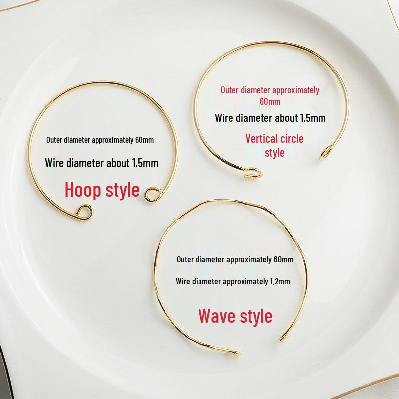 14K Gold Filled Wave Bangle: Color-Retentive Open C-Shape with Braided Rope for DIY Jewelry Making