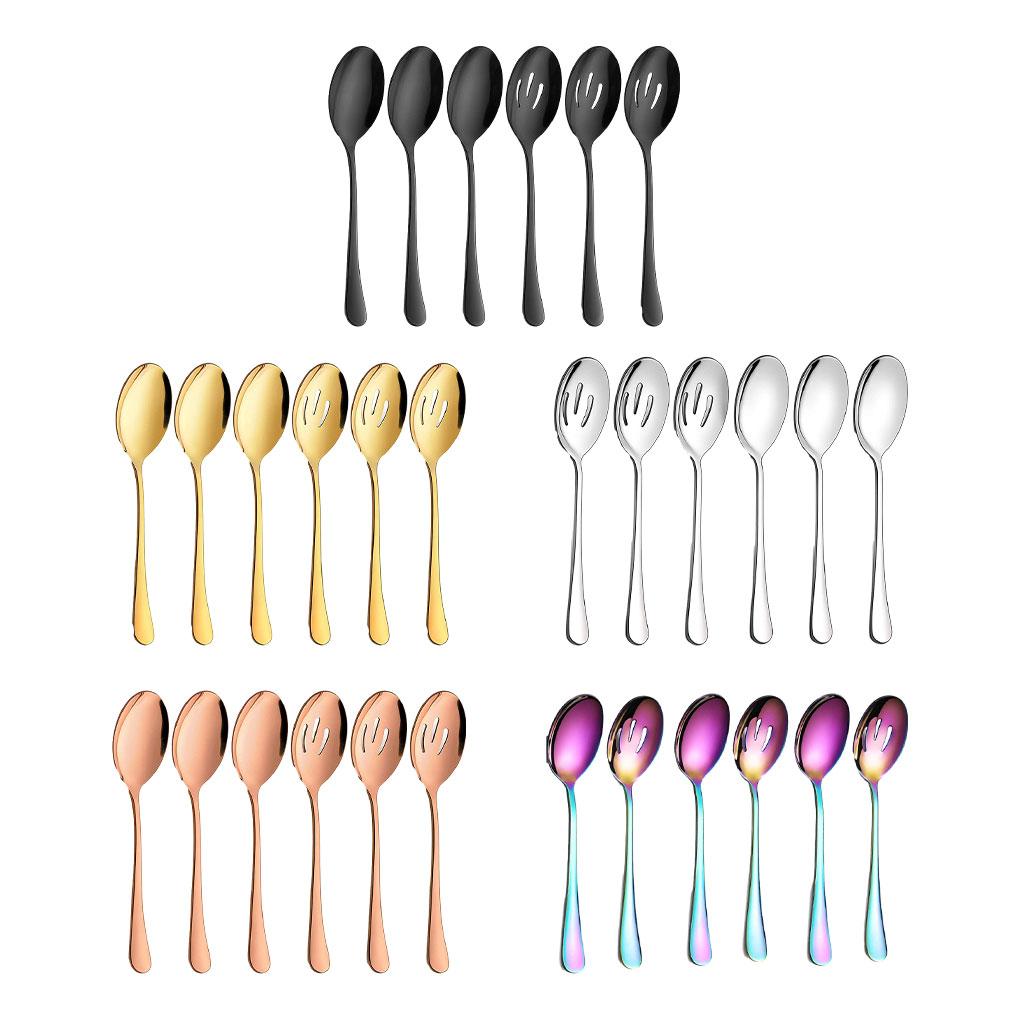 EIOLWJIEO 6pieces Elegant Appearance Stainless Steel Set Durable For Stylish Dining Convenient Storage Serving Spoons Sets, golden