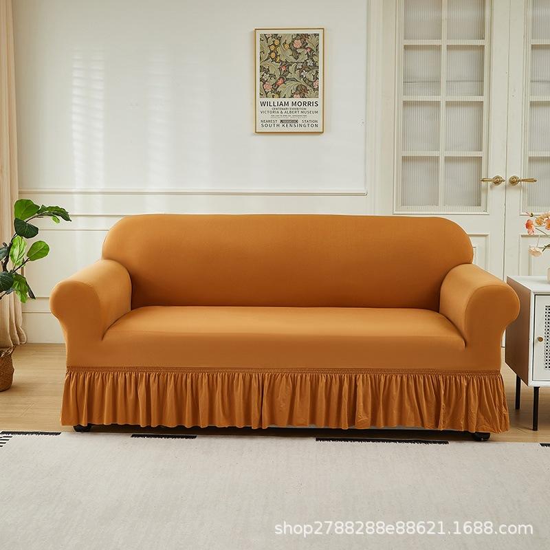 All Inclusive Elastic Sofa Set Skirt Style Dust Proof and Anti Slip All Cover for Three People and One Person Universal Cover with Tassels