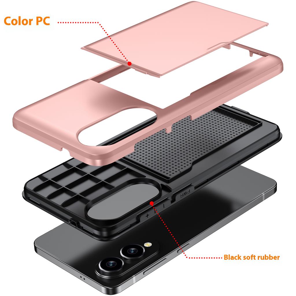 For Samsung Galaxy S25 Edge Case with Card Holder TPU + PC Phone Back Cover