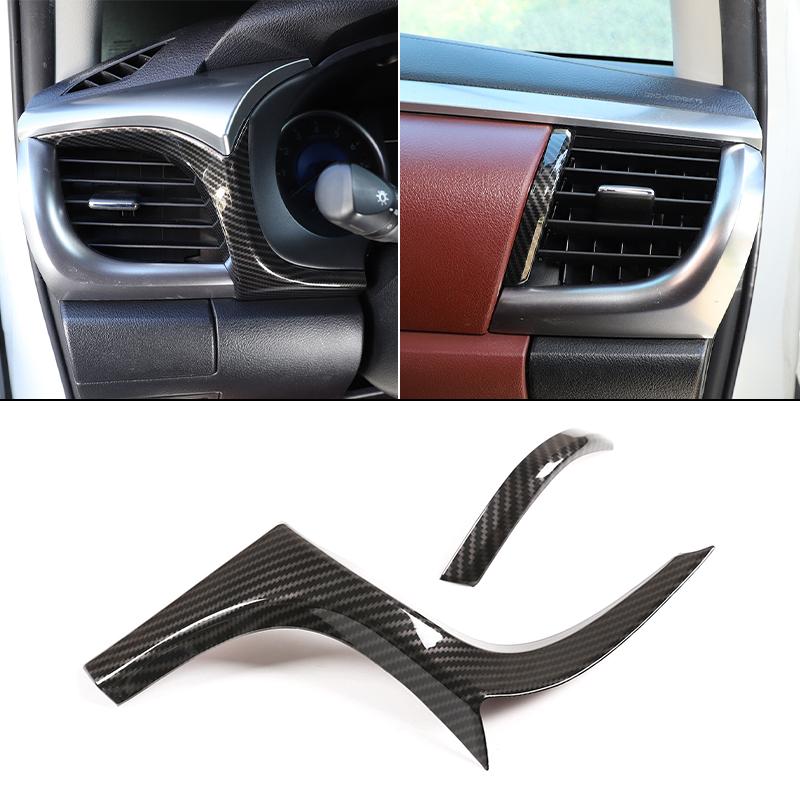 

Углеродное волокно в стиле приборной панели автомобиля, боковая розетка для кондиционера, вентиляционная крышка, накладка для Toyota Hilux 2015-2022, интерьер Style A-Carbon Fiber