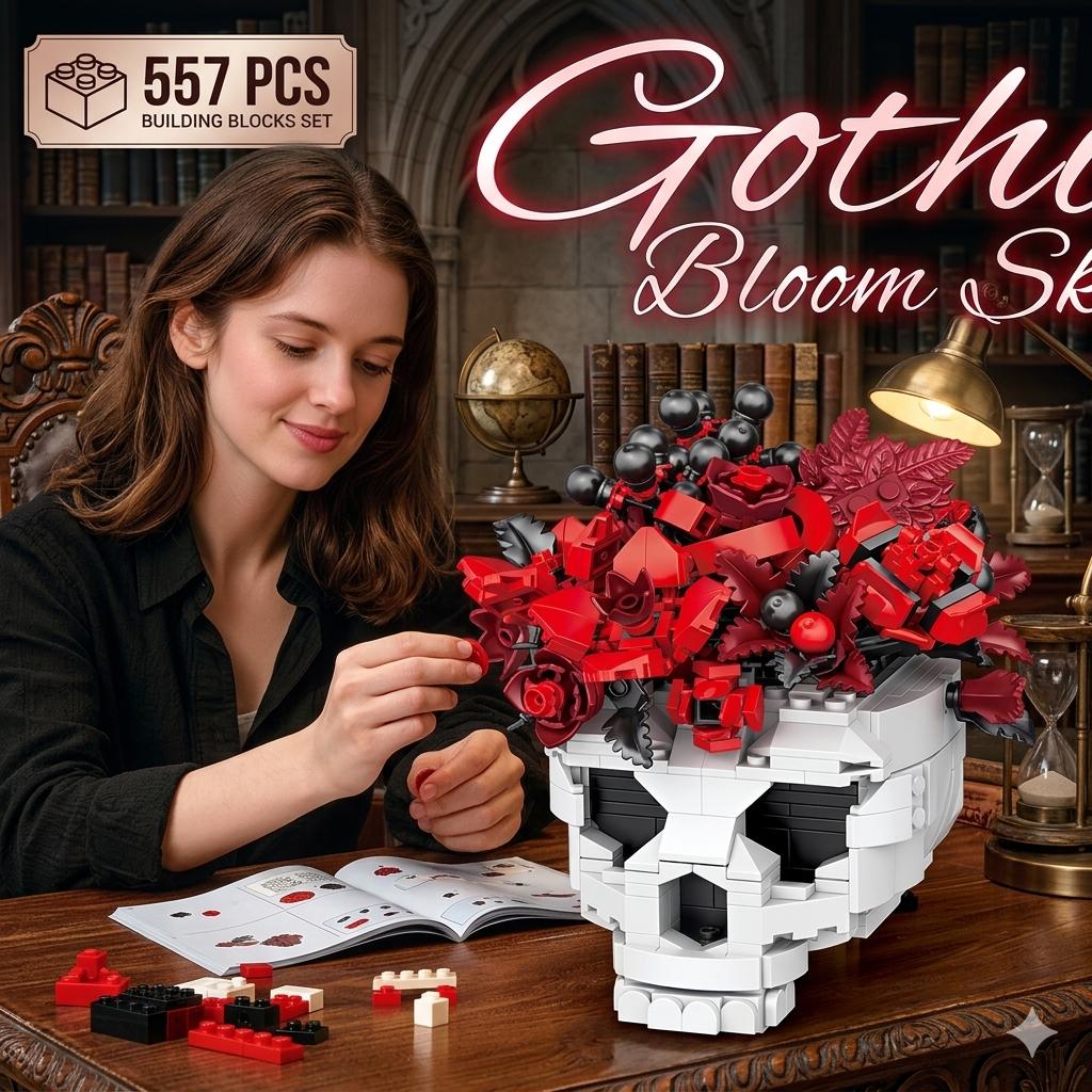 Linyi Toy Unisex High-Quality 557Pcs High-Quality Gothic High-Quality Skull High-Quality Rose High-Quality Building High-Quality Blocks High-Quality Moc
