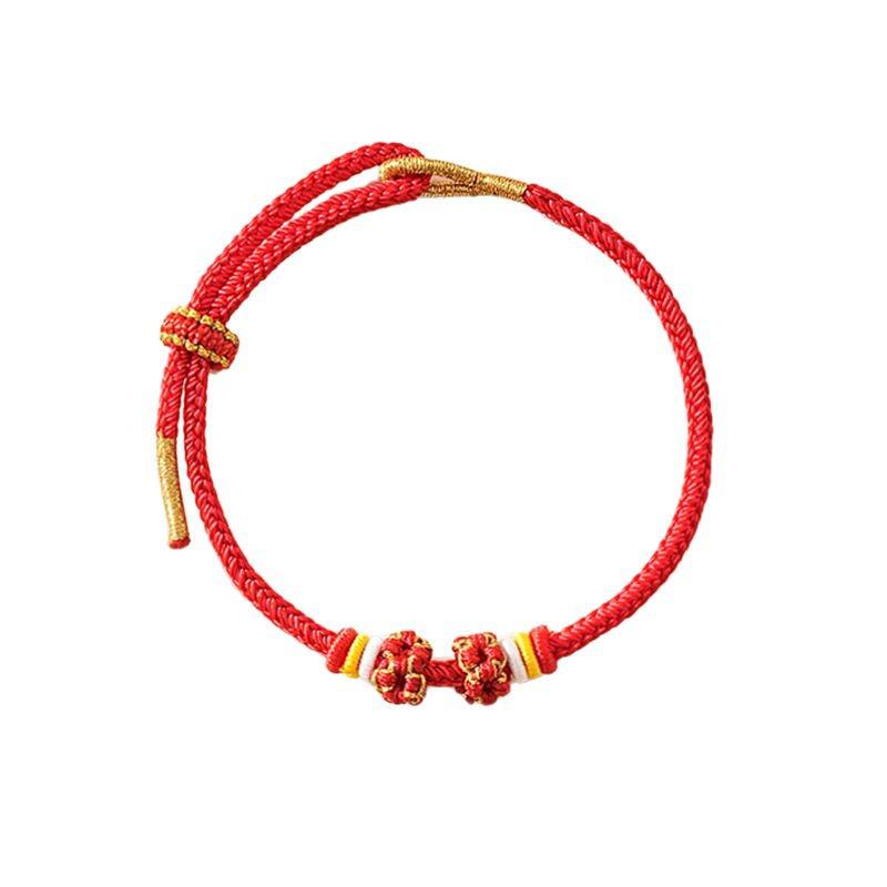 Peach Blossom Red Rope Bracelet: DIY with Beads or Wear with Gold - Perfect Women's Valentine's Day Gift