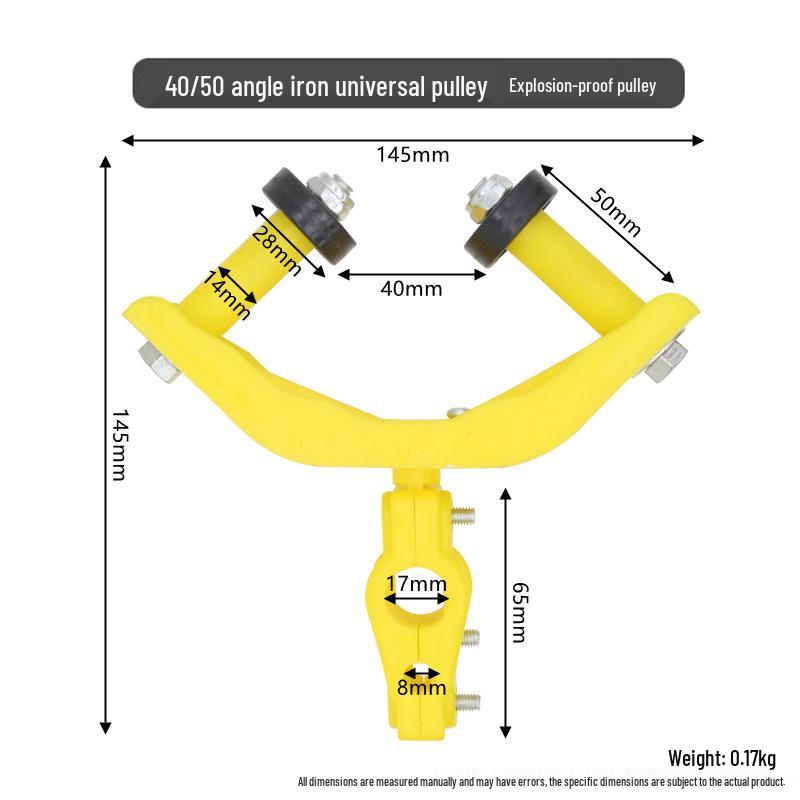 Poulie en fer d'angle pour arrosage de serre avec roulement à œillet et chariot à roues