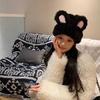 Fluffy Rabbit Ear Beanies Solid Color Winter Outdoor Warm Cap Knitted Plush Hat  Outdoor Activities