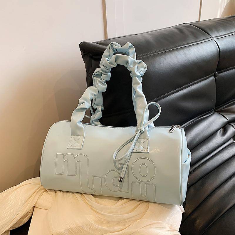 IELGY Korean version of light and foreign pink handbag, fashionable and versatile embroidered pillow bag, single shoulder and underarm women's bag.